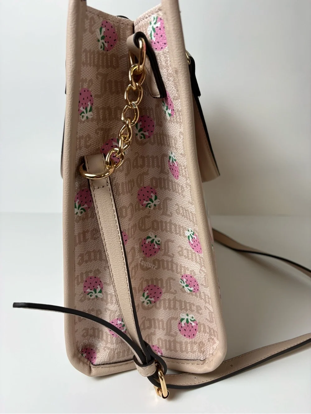 🍓Juicy Couture Berry Sweet Strawberry Tote Bag Sandstone Pink NWT